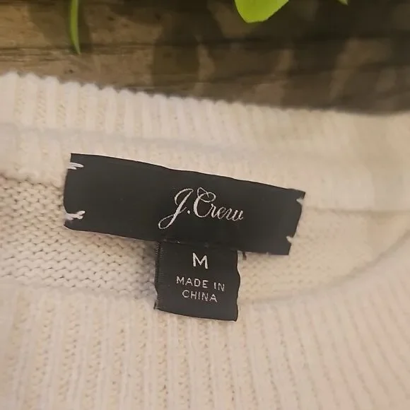 J. Crew Cream Crew Neck Sweater Size M Bell Sleeve - Picture 2 of 9